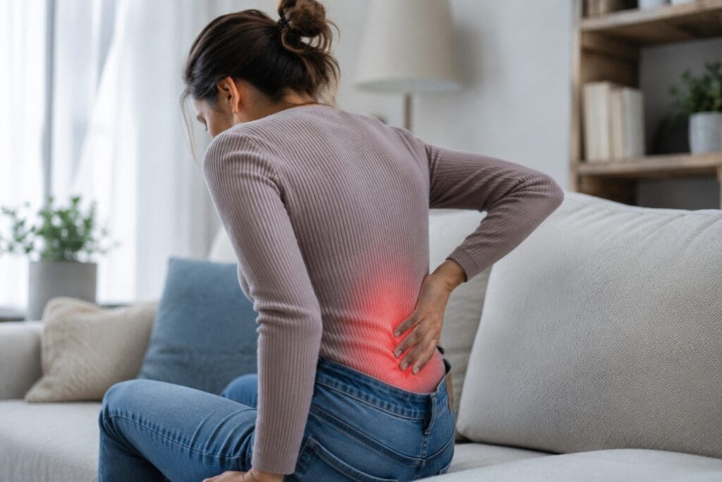 Woman in disc pain