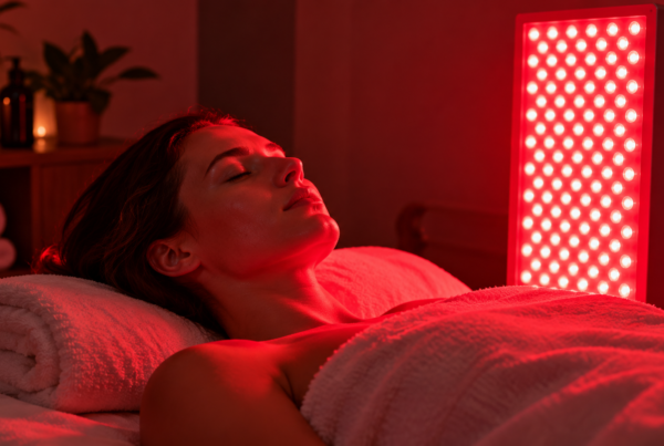 Person receiving red light therapy to support recovery and wellness